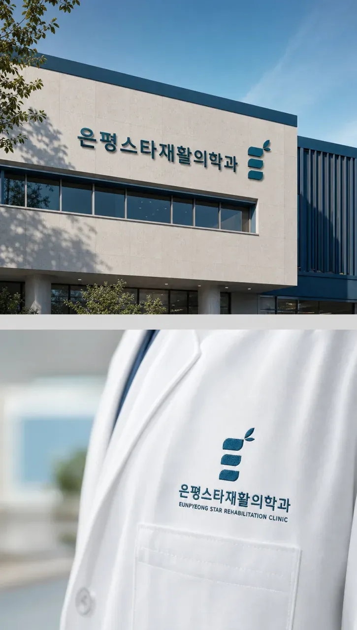병원·의원 로고 디자인 — 신뢰감 있는 조합형 병원 로고 적용 예시