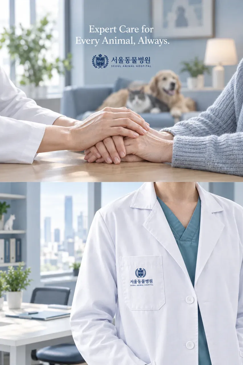 반려동물 로고 디자인 — 신뢰의 다층 구조 반려동물 브랜드 로고 적용 예시