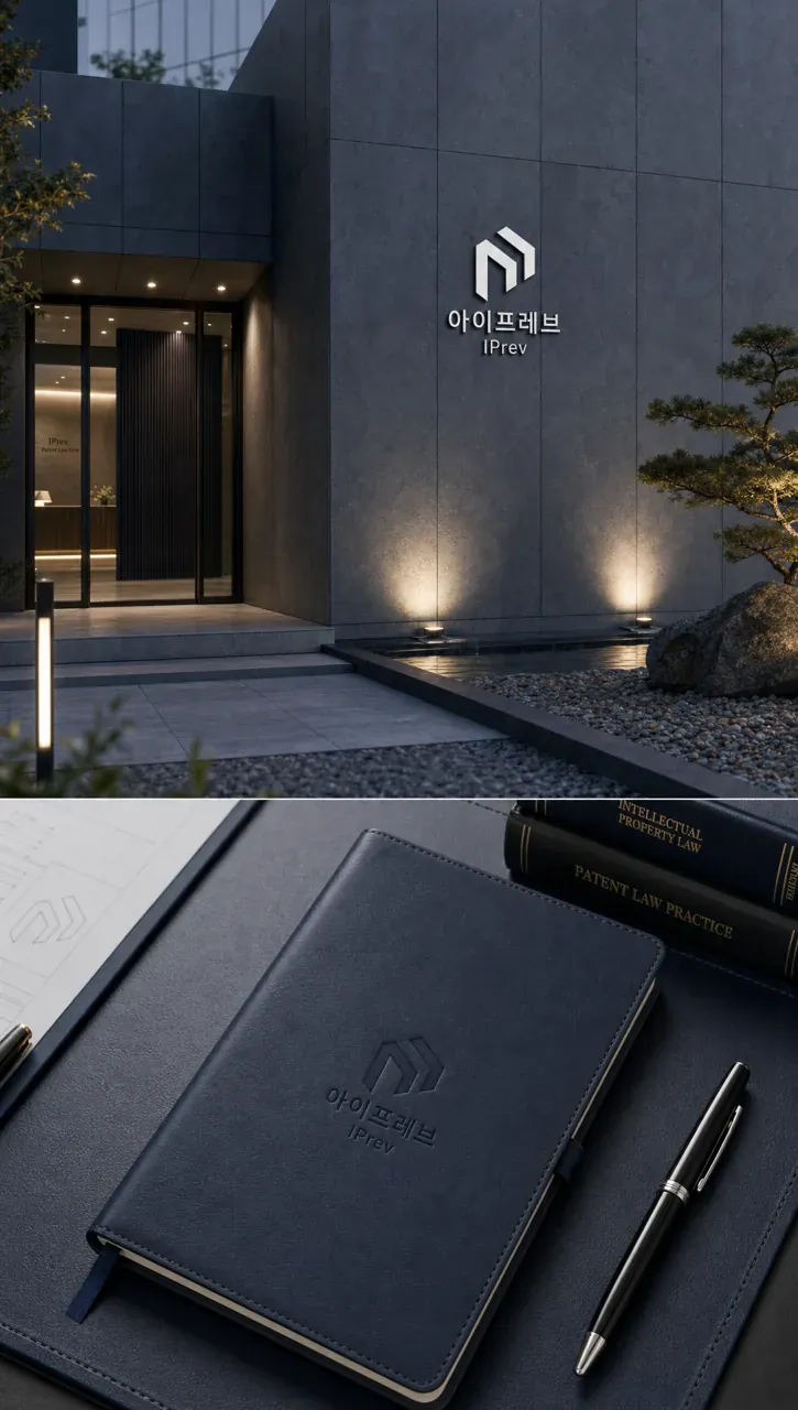 법률·세무·특허 로고 디자인 — 신뢰감 있는 조합형 법률사무소 로고 적용 예시
