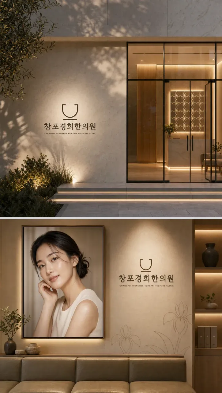 한의원·한방 로고 디자인 — 정확함이 만드는 온기 한의원 로고 적용 예시