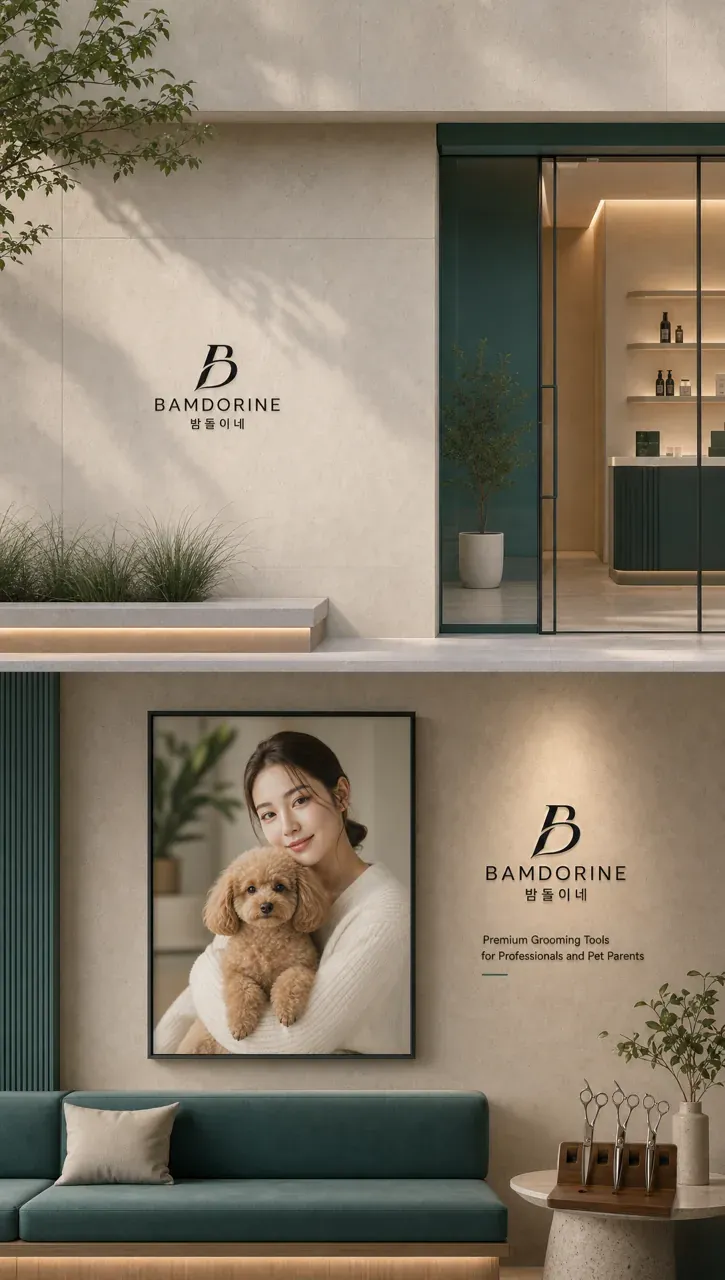반려동물 로고 디자인 — 프리미엄 애견미용 정밀성의 B+D 모노그램 반려동물 브랜드 로고