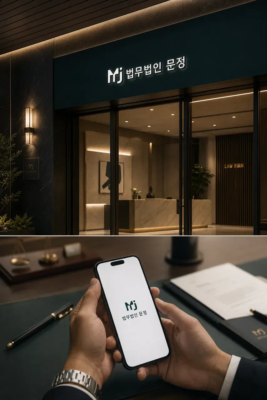 법률·세무·특허 로고 디자인 — 신뢰와 명확성의 심볼 법률사무소 로고 적용 예시