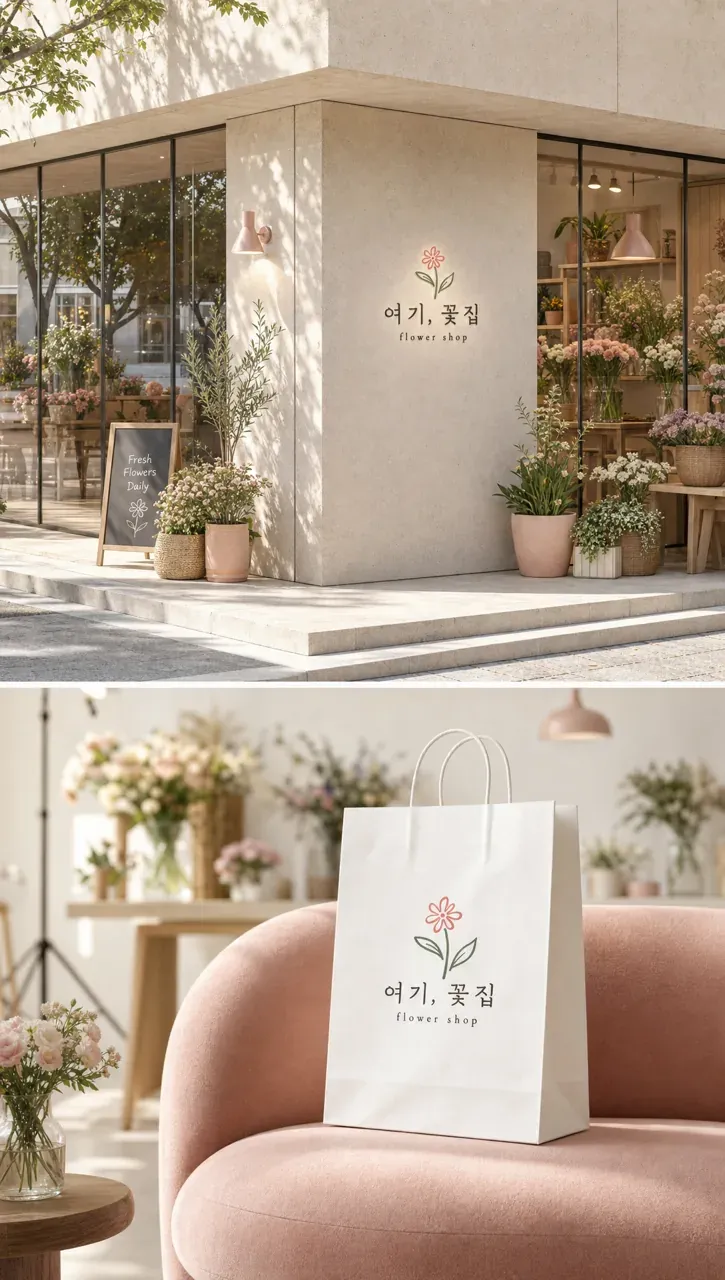 생활·서비스 로고 디자인 — 일상과 꽃의 따뜻한 만남 생활 서비스 브랜드 로고