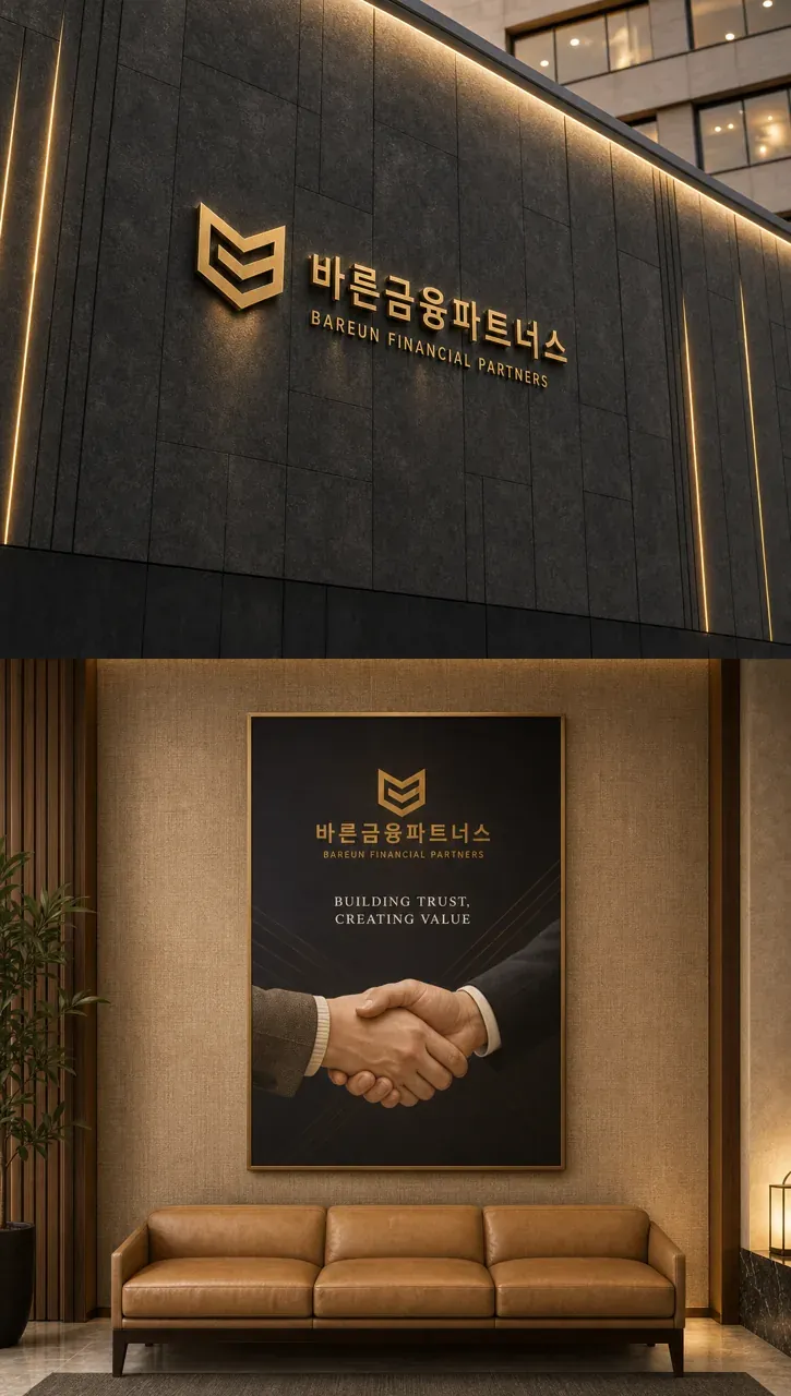 금융·부동산 로고 디자인 — 신뢰의 기하학 금융·부동산 기업 로고