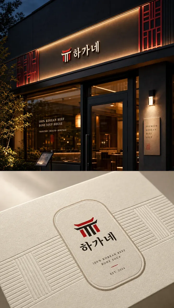 음식점·외식 로고 디자인 — 한우의 정성을 담은 모던 심볼 음식점 로고