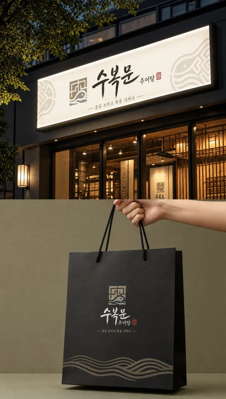 음식점·외식 로고 디자인 — 전통의 선으로 보양을 담다 음식점 로고