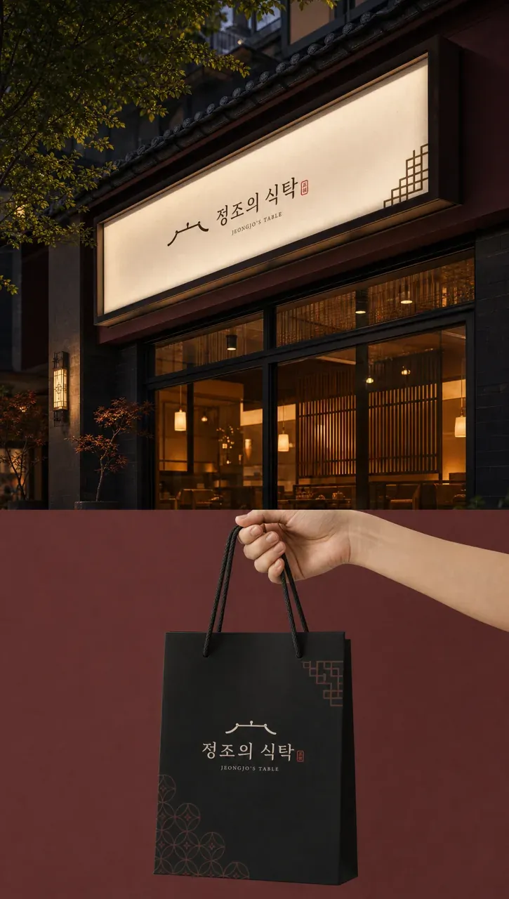 음식점·외식 로고 디자인 — 정성의 현대적 표현 음식점 로고 적용 예시