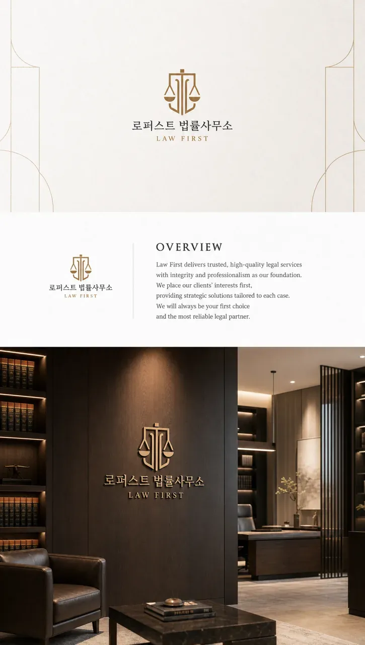 법률·세무·특허 로고 디자인 — 고급스러운 조합형 법률사무소 로고 인쇄·적용