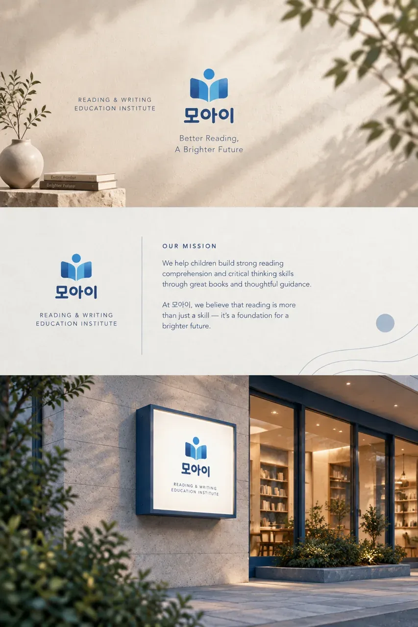 교육·학원 로고 디자인 — 아이의 눈으로 다시 읽다 학원 로고 인쇄·적용