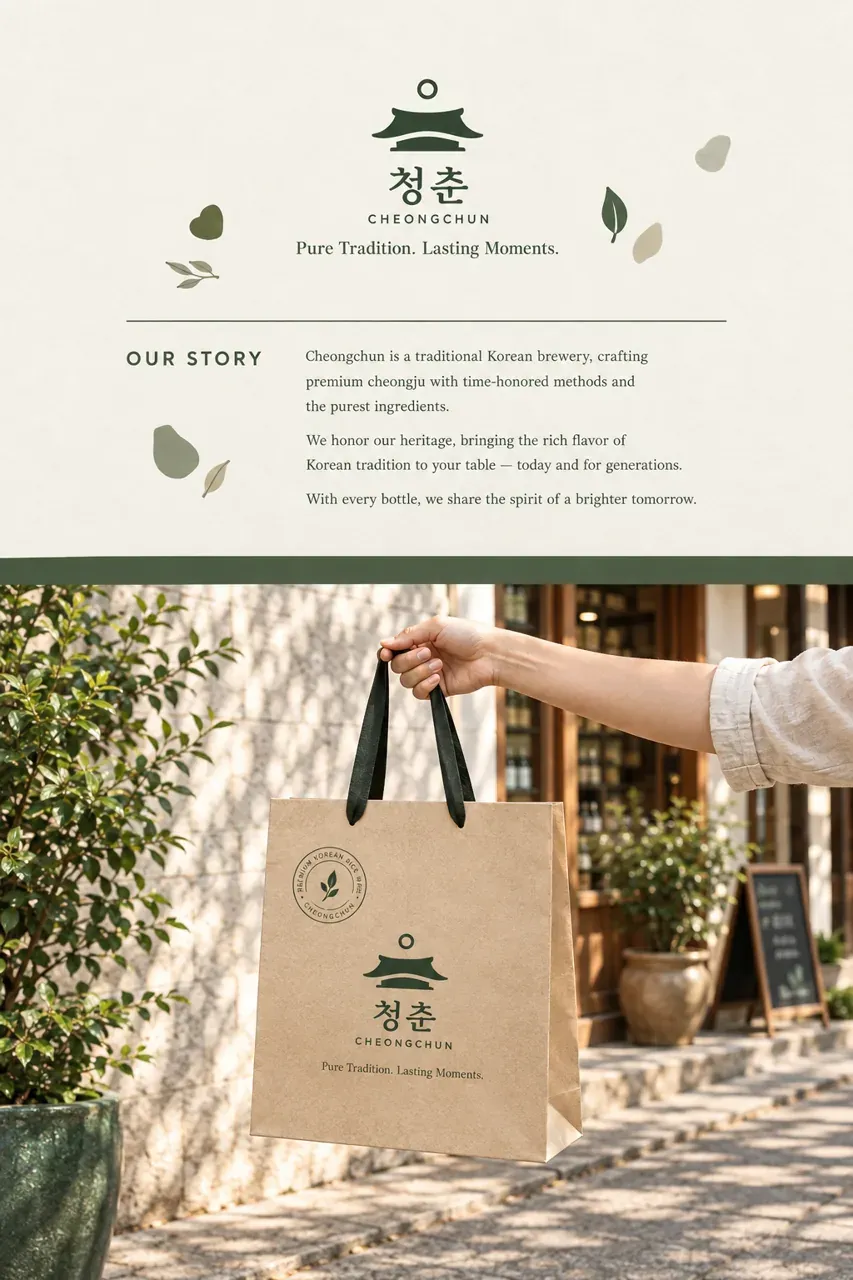 농식품·축산 로고 디자인 — 석탄주의 맑음과 봄날의 신선함을 담은 현대 미니멀 농식품 브랜드 로고 인쇄·적용