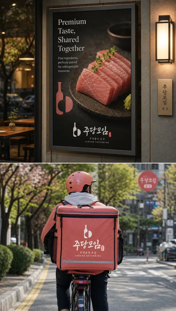 음식점·외식 로고 디자인 — 모임의 따뜻함을 담다 음식점 로고 브랜드 시스템