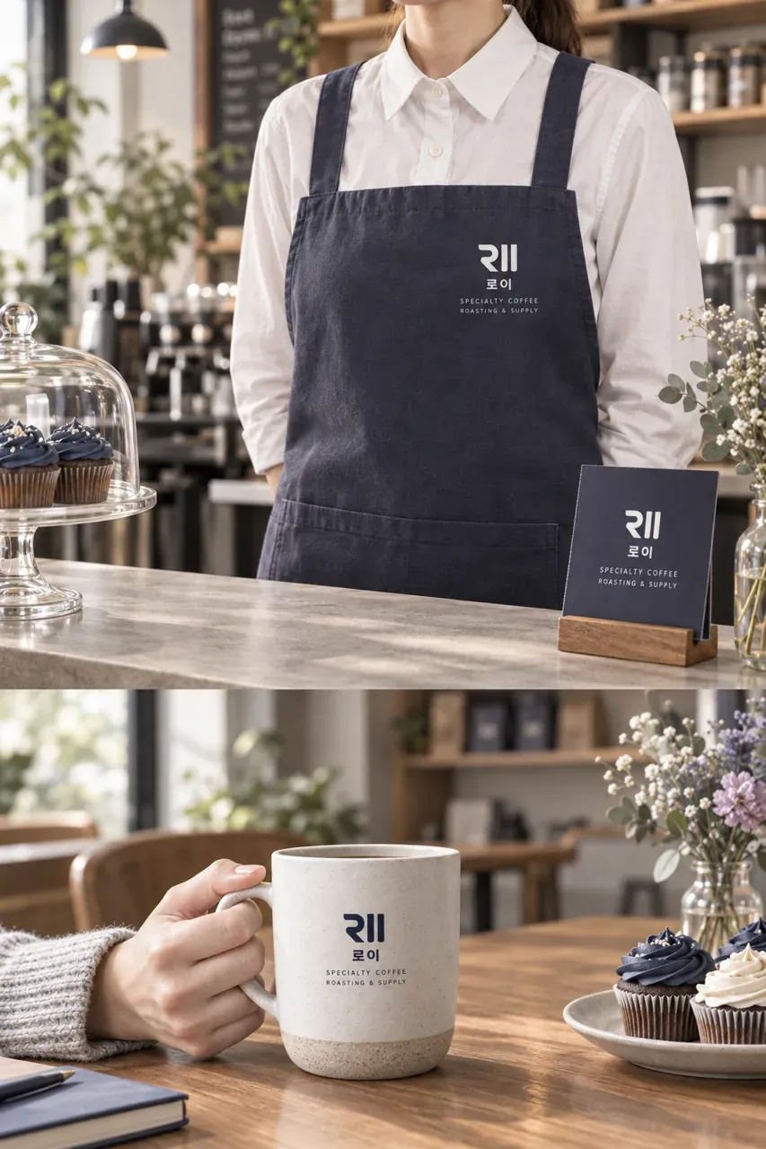 카페·베이커리 로고 디자인 — 모던하고 세련된 조합형 카페 로고 브랜드 시스템