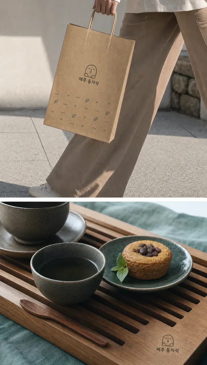 카페·베이커리 로고 디자인 — 기하학적 수호자 카페 로고 브랜드 시스템