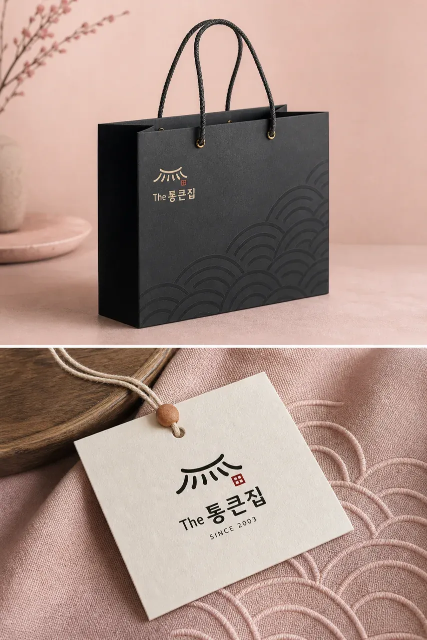음식점·외식 로고 디자인 — 건축의 선으로 전하는 한식의 품격 음식점 로고 브랜드 시스템