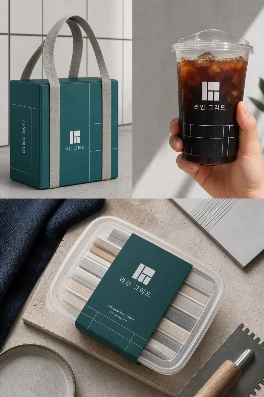 건설·인테리어 로고 디자인 — 미니멀한 조합형 건설·인테리어 기업 로고 브랜드 시스템