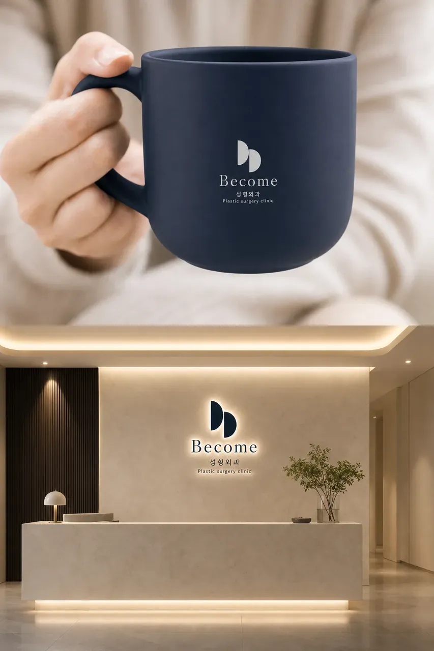 병원·의원 로고 디자인 — 변화의 여정을 담은 미니멀 타이포그래피 병원 로고 브랜드 시스템