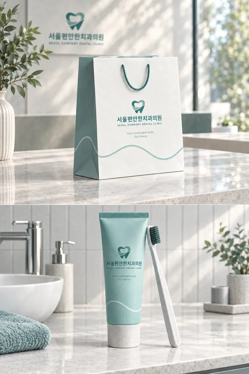 치과 로고 디자인 — 신뢰의 미니멀 치과 로고 브랜드 시스템