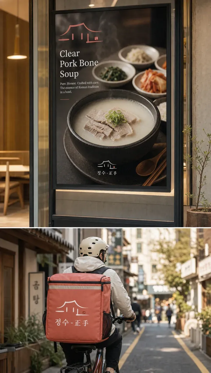 음식점·외식 로고 디자인 — 손길 속 정갈한 미 음식점 로고 브랜드 시스템