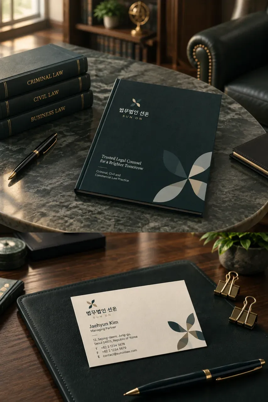 법률·세무·특허 로고 디자인 — 바른 것의 기하학 법률사무소 로고 브랜드 시스템