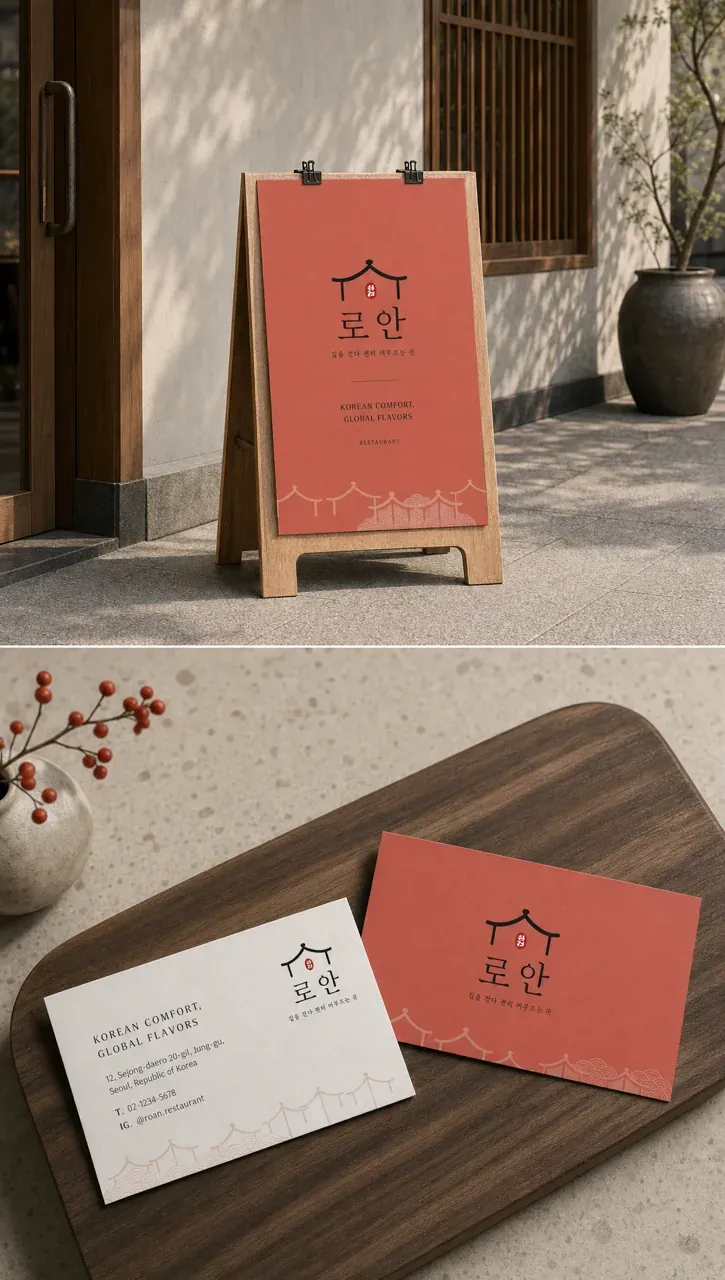 음식점·외식 로고 디자인 — 낯선 길 위 익숙한 편안함의 만남 음식점 로고 브랜드 시스템