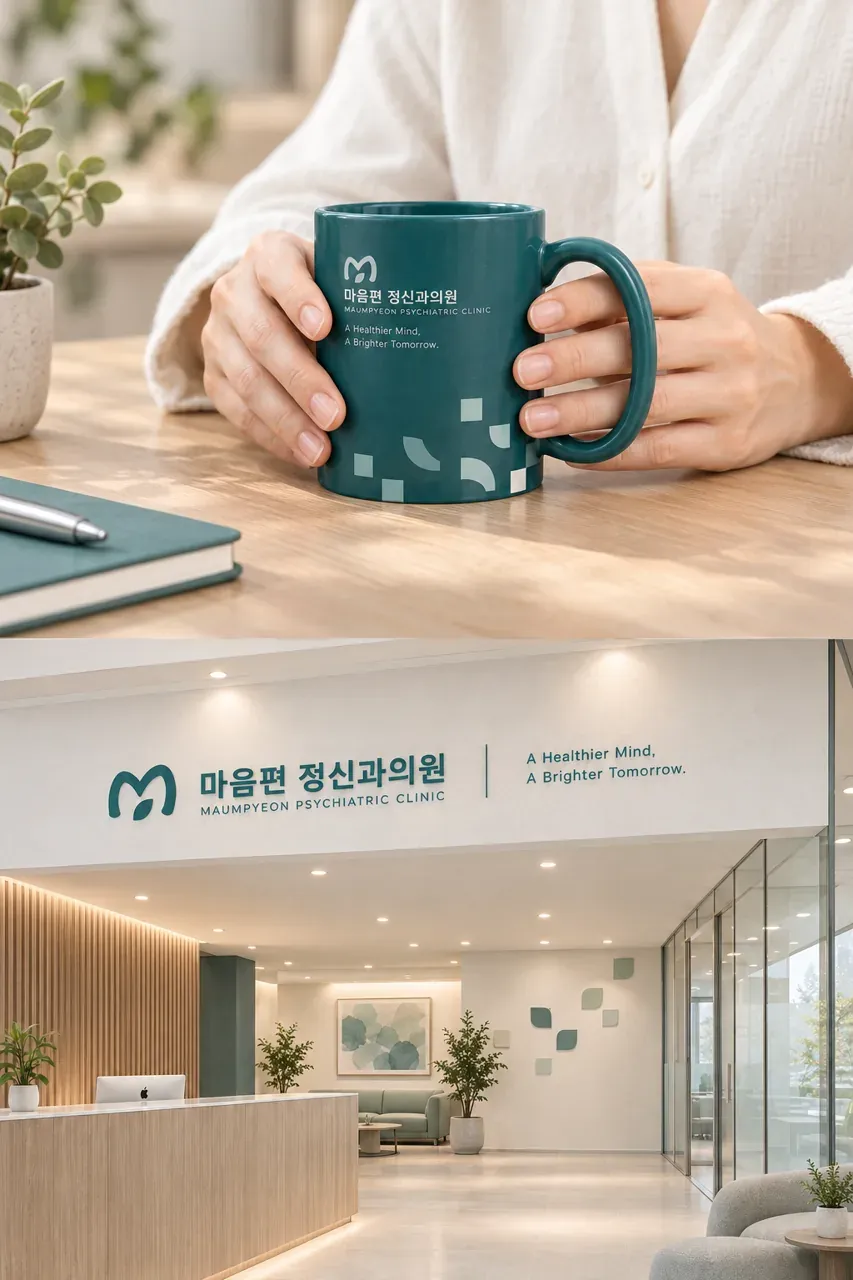 병원·의원 로고 디자인 — 열린 마음의 기하학 병원 로고 브랜드 시스템