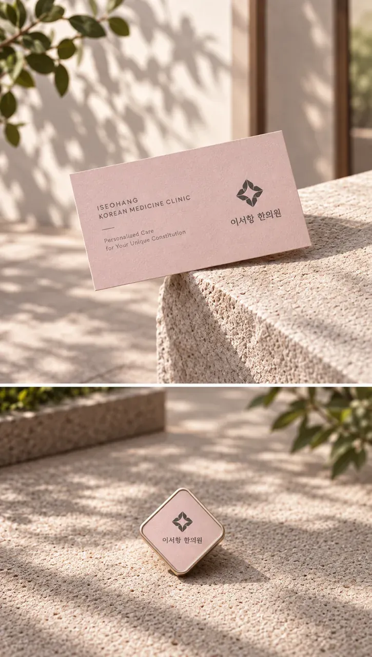 한의원·한방 로고 디자인 — 균형의 기하학 한의원 로고 브랜드 시스템