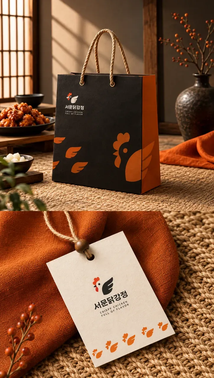 음식점·외식 로고 디자인 — 검정 톤 모던 음식점 로고 브랜드 시스템