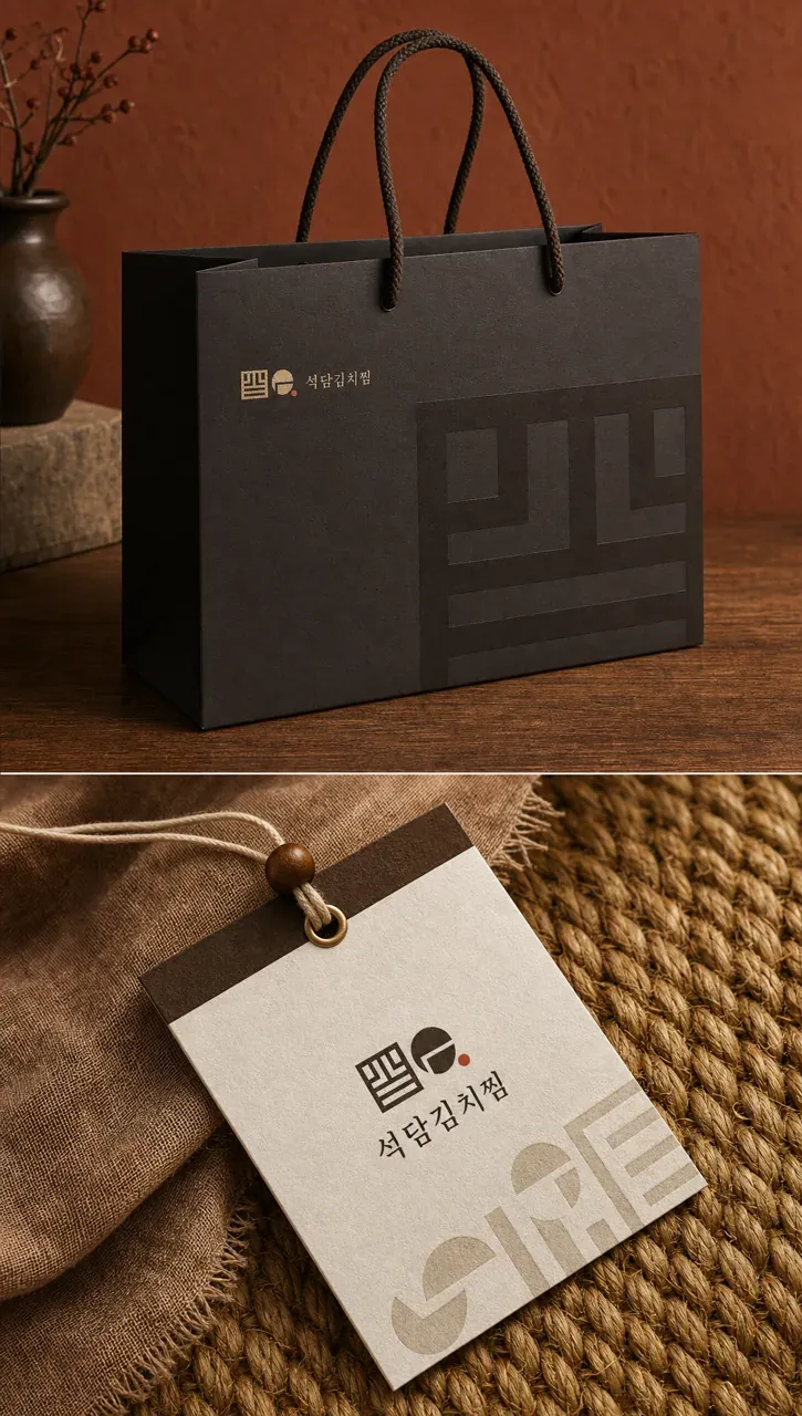 음식점·외식 로고 디자인 — 정성 담은 돌 따뜻한 식탁 음식점 로고 브랜드 시스템