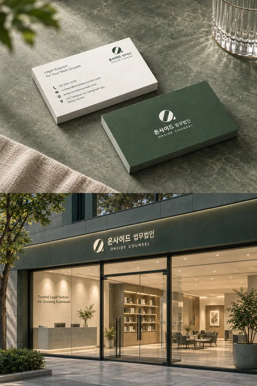 법률·세무·특허 로고 디자인 — 모던하고 세련된 조합형 법률사무소 로고 브랜드 시스템