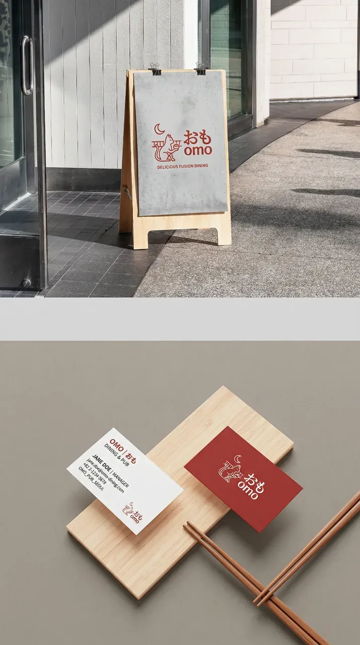카페·베이커리 로고 디자인 — 20대 여성들이 편안하게 찾는 퓨전 술집 카페 로고 브랜드 시스템