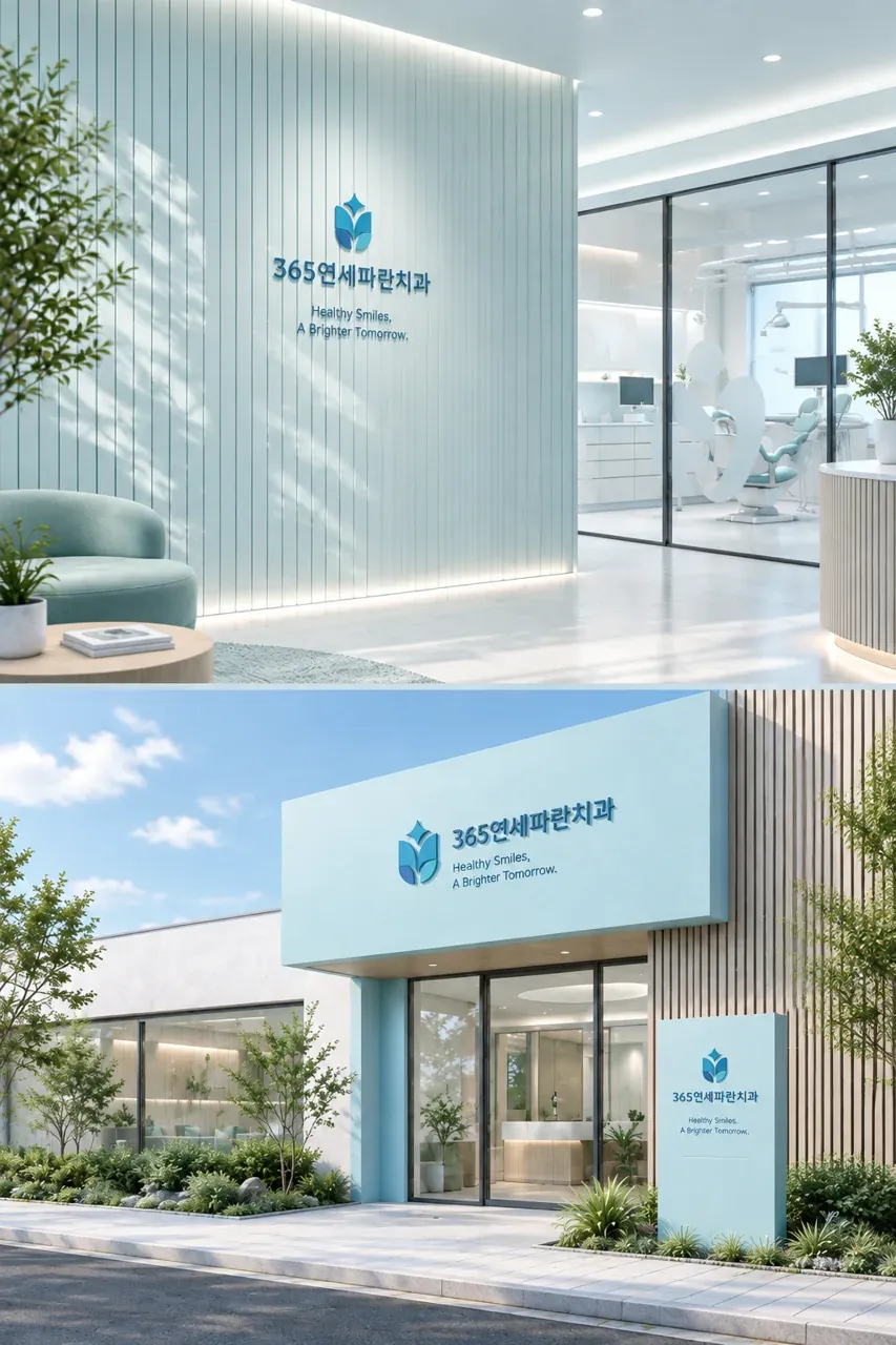 치과 로고 디자인 — 모던하고 세련된 워드마크 치과 로고 브랜드 시스템