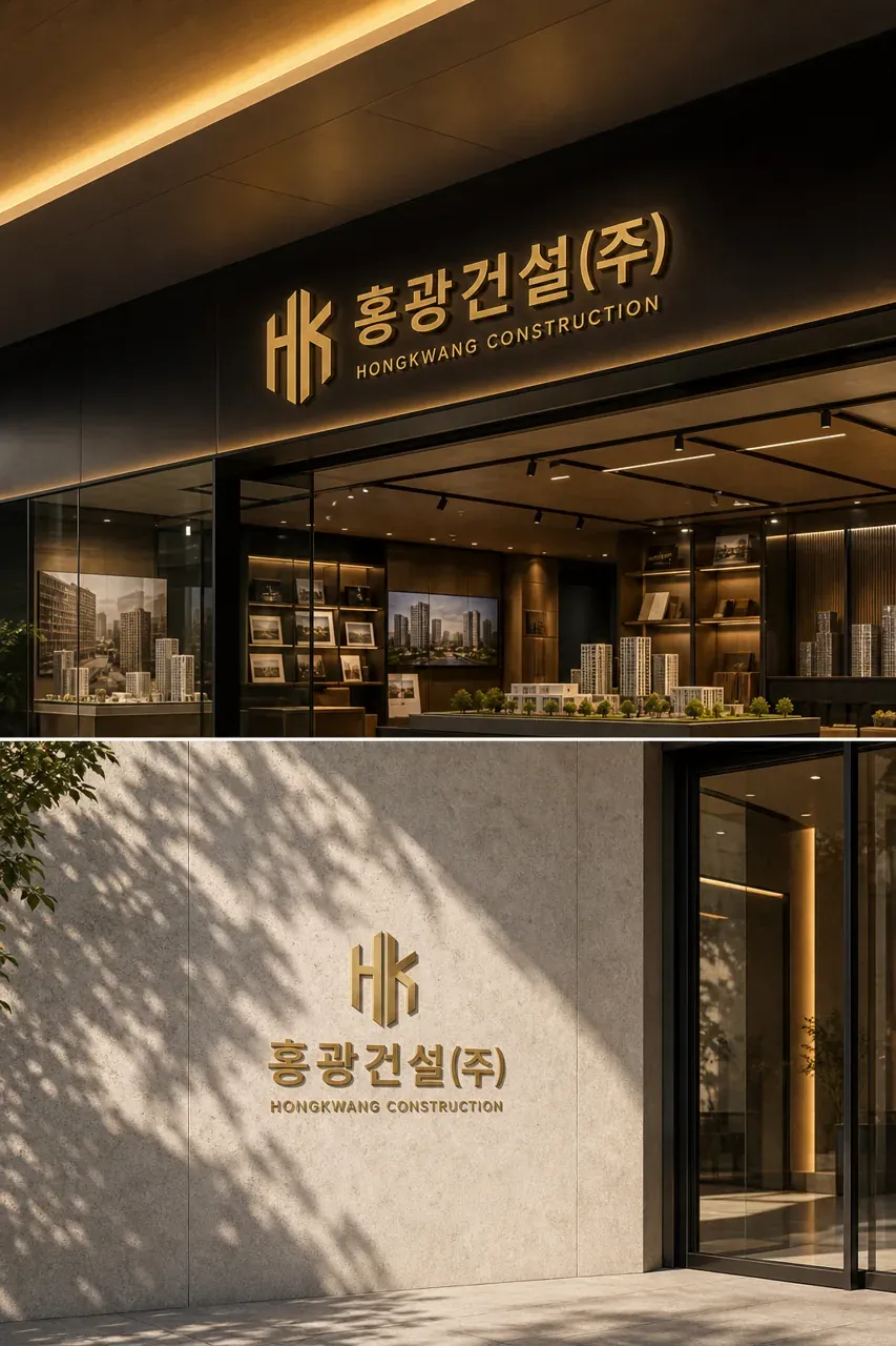 건설·인테리어 로고 디자인 — 신뢰받는 건설사의 품격 건설·인테리어 기업 로고 브랜드 시스템