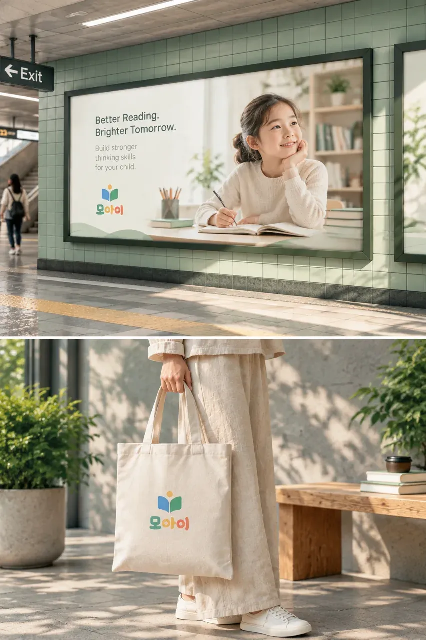 교육·학원 로고 디자인 — 아이의 눈으로 세상을 읽다 학원 로고 브랜드 시스템