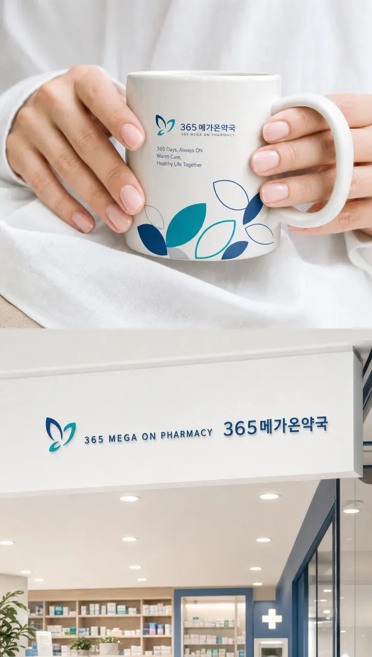 약국·제약 로고 디자인 — 365의 약속 약국 로고 브랜드 시스템