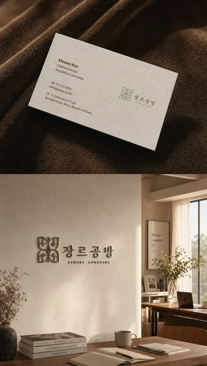 문화·예술·미디어 로고 디자인 — 클래식한 조합형 문화·예술 브랜드 로고 브랜드 시스템