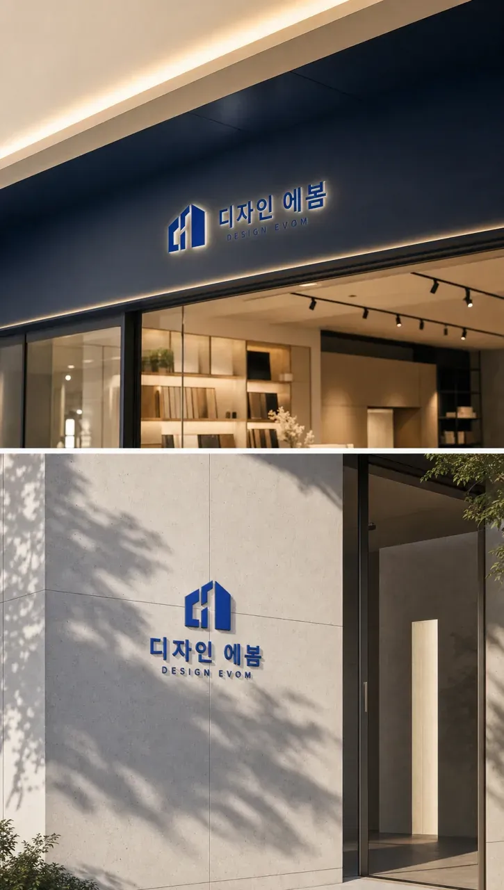 건설·인테리어 로고 디자인 — 모던하고 세련된 조합형 건설·인테리어 기업 로고 브랜드 시스템