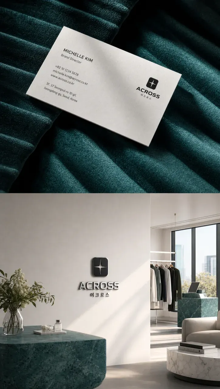 패션·의류 로고 디자인 — 모던하고 세련된 조합형 패션 브랜드 로고 브랜드 시스템