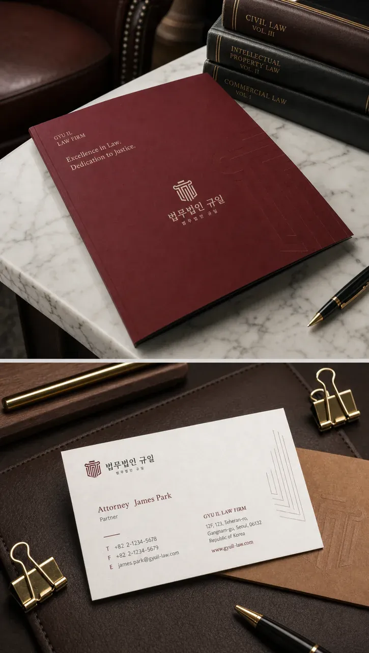 법률·세무·특허 로고 디자인 — 신뢰감 있는 조합형 법률사무소 로고 브랜드 시스템