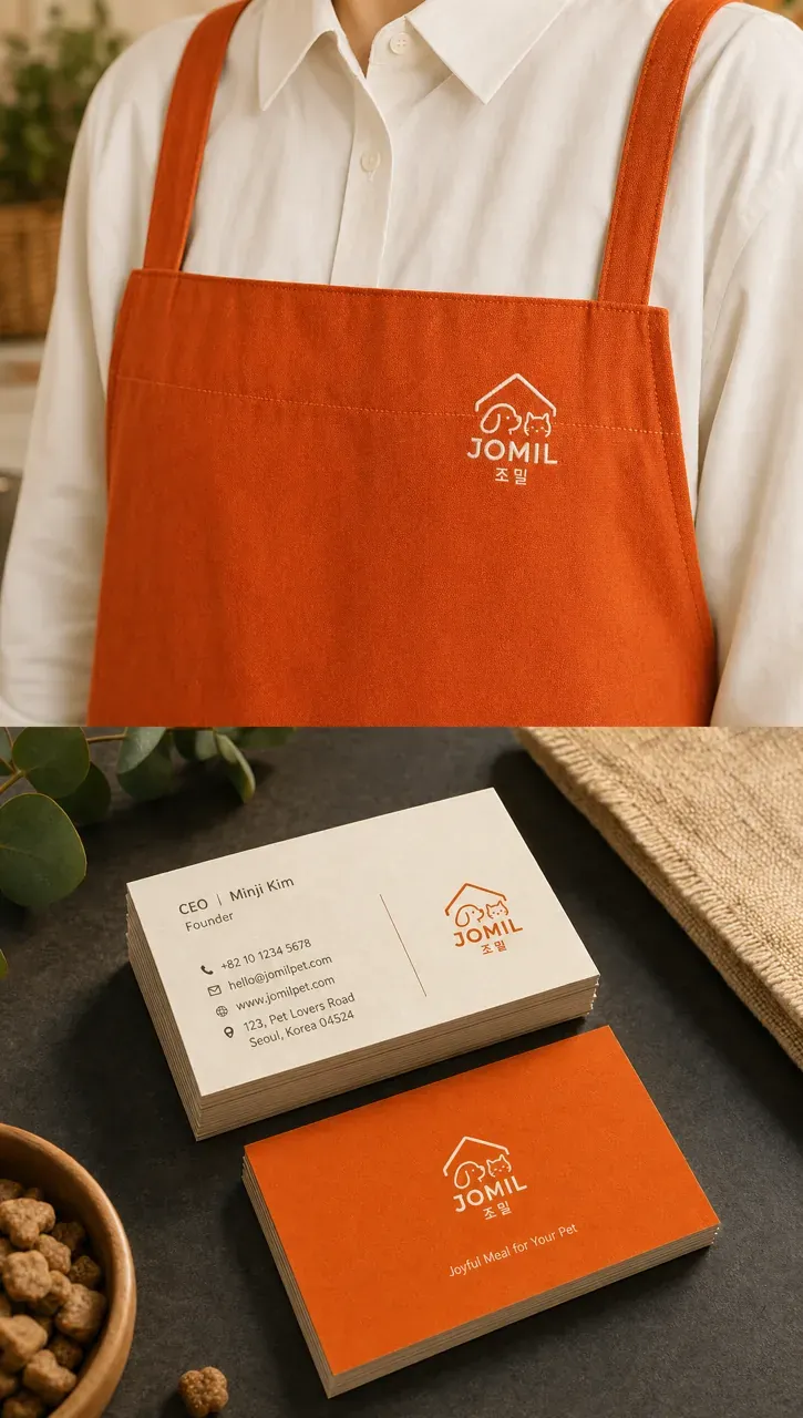 반려동물 로고 디자인 — 즐거운 식사의 순간을 담은 포근한 반려동물 브랜드 로고 브랜드 시스템