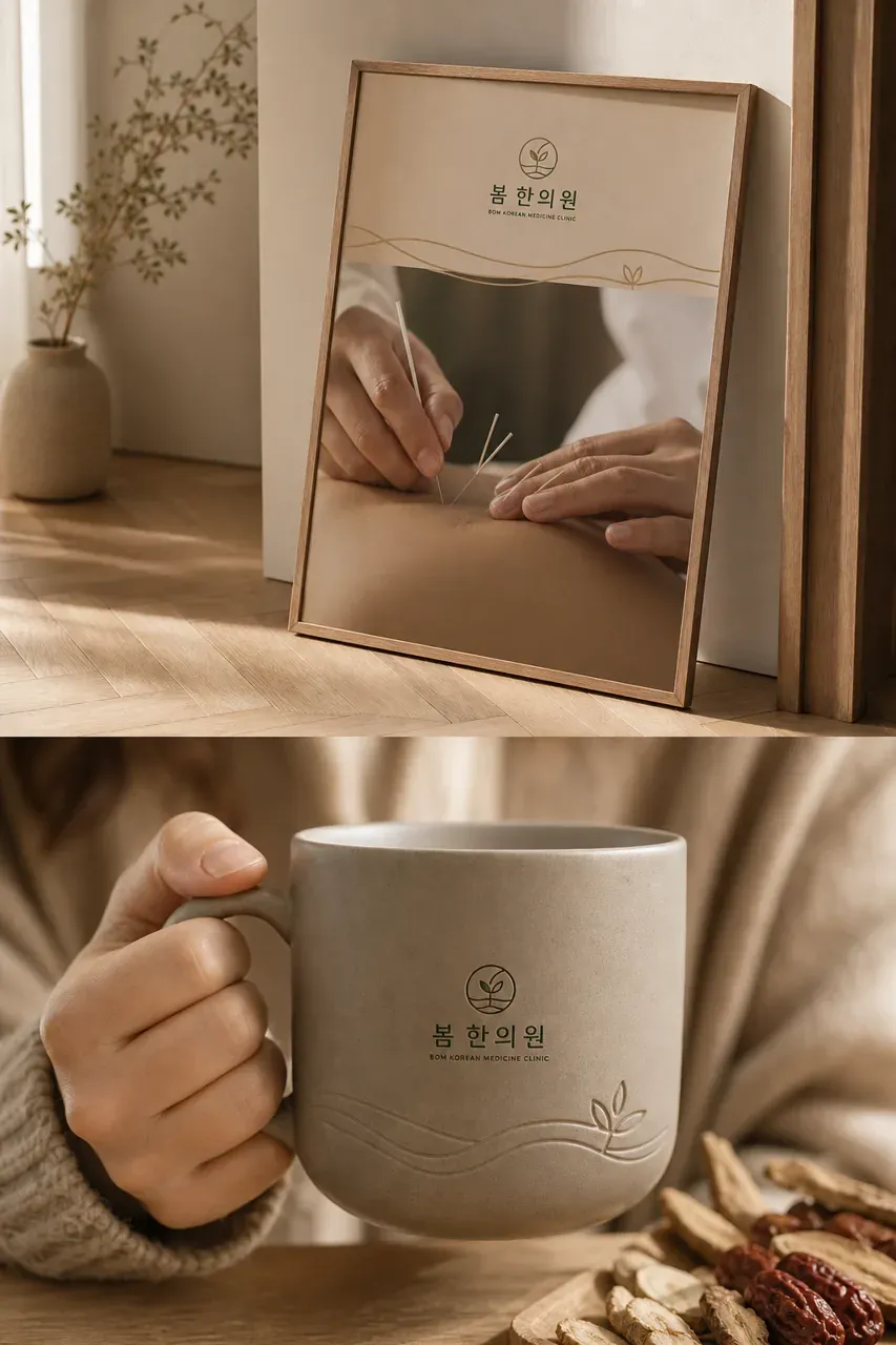 한의원·한방 로고 디자인 — 일상에 스며드는 자연스러운 치유의 시작 한의원 로고 브랜드 시스템