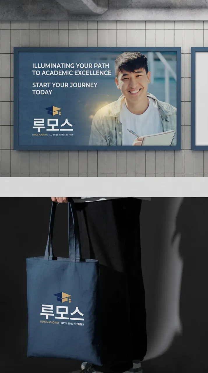 교육·학원 로고 디자인 — 성적에 빛을 밝히는 두 교육 브랜드의 통합 아 학원 로고 브랜드 시스템