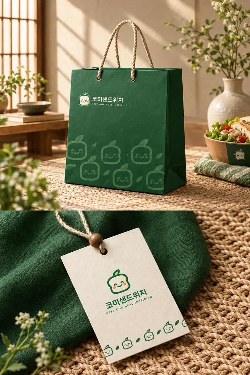 음식점·외식 로고 디자인 — 귀엽고 경쾌한 조합형 음식점 로고 브랜드 시스템