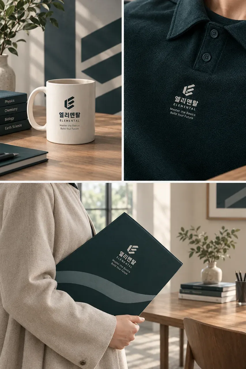 교육·학원 로고 디자인 — 모던하고 세련된 조합형 학원 로고 브랜드 시스템