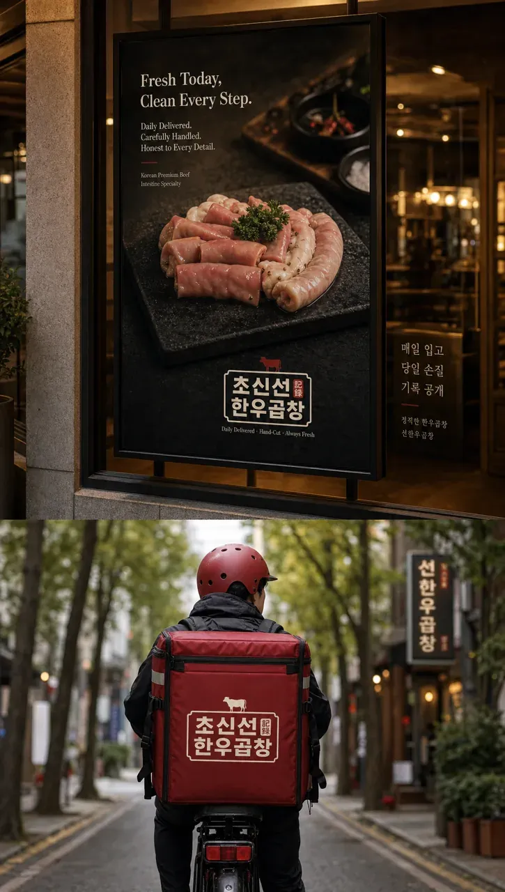 음식점·외식 로고 디자인 — 정직한 신선함 음식점 로고 브랜드 시스템