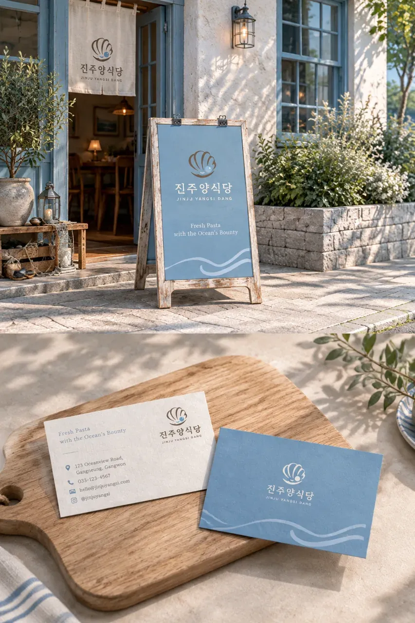 음식점·외식 로고 디자인 — 뻘 속에서 빛나다 음식점 로고 브랜드 시스템