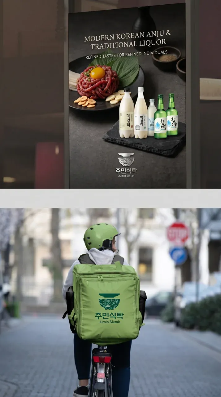 음식점·외식 로고 디자인 — 20대가 매일 찾고 싶은 세련된 한식주점 음식점 로고 브랜드 시스템