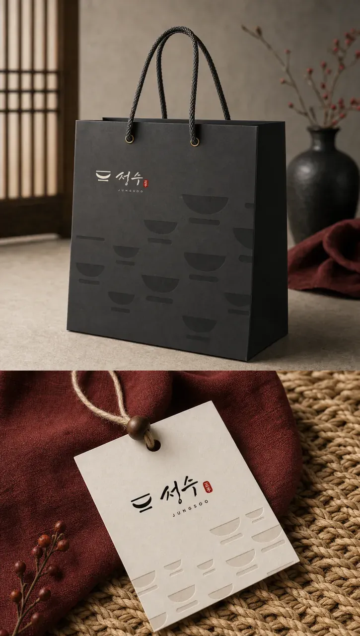 음식점·외식 로고 디자인 — 필선의 정성 음식점 로고 브랜드 시스템
