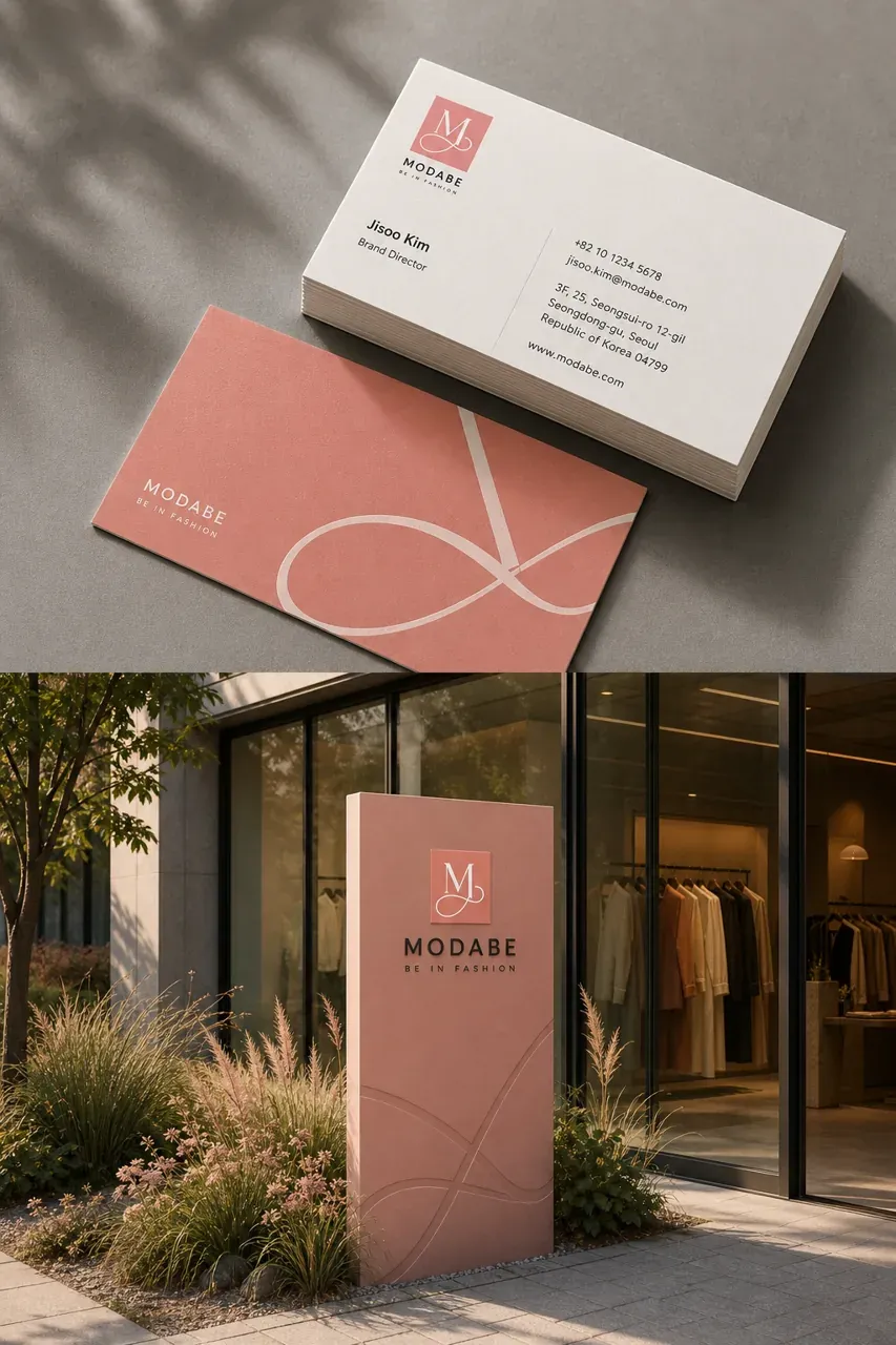 뷰티·미용 로고 디자인 — () 현대 여성의 우아한 존재감을 담은 패션 뷰티 브랜드 로고 브랜드 시스템