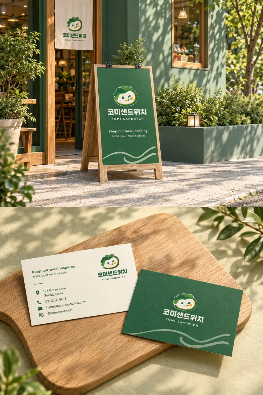 음식점·외식 로고 디자인 — 에너지 있는 신선함의 캐릭터 음식점 로고 브랜드 시스템
