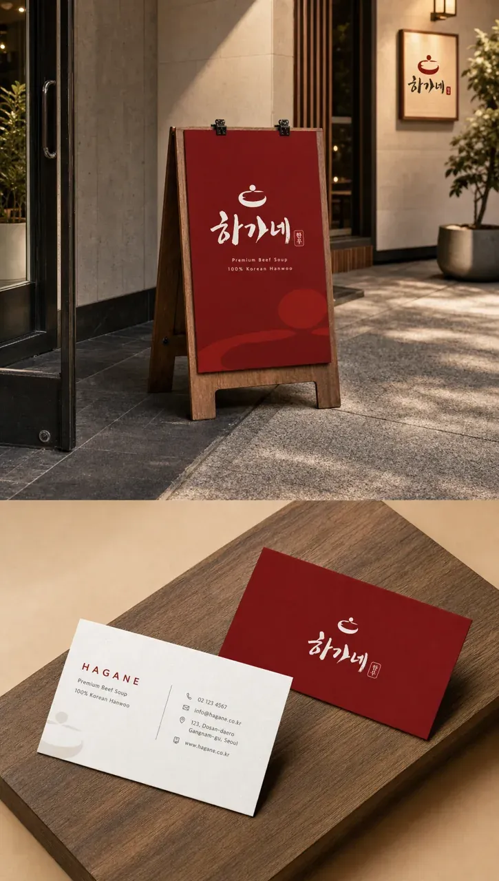 음식점·외식 로고 디자인 — 한우의 따뜻함 음식점 로고 브랜드 시스템